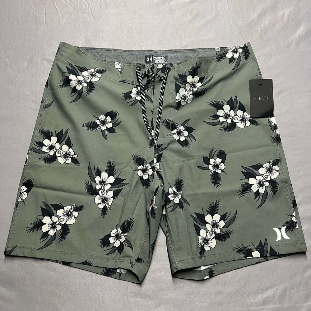 Hurley Toned Hibiscus Boardshort Size 34 Woodlands Green Floral Swim Trunks